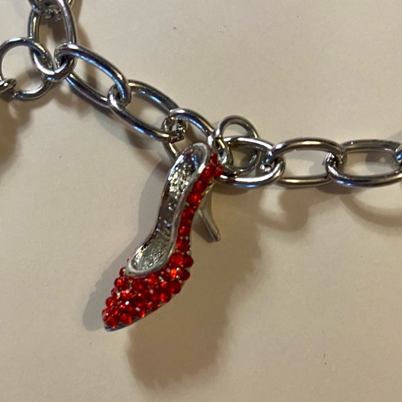 Silver Shoe Charm Bracelet Size 7.5 - Picture 10 of 12
